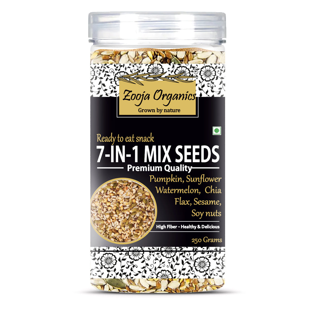 Zooja Organics 7-in-1 Premium Mix Seeds | Ready-to-Eat Superfood Snack | 250g