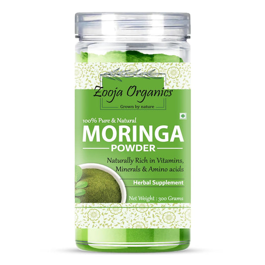 Zooja Organics Moringa Powder | 100% Pure & Natural Herbal Supplement | Rich in Vitamins, Minerals & Amino Acids | 300g